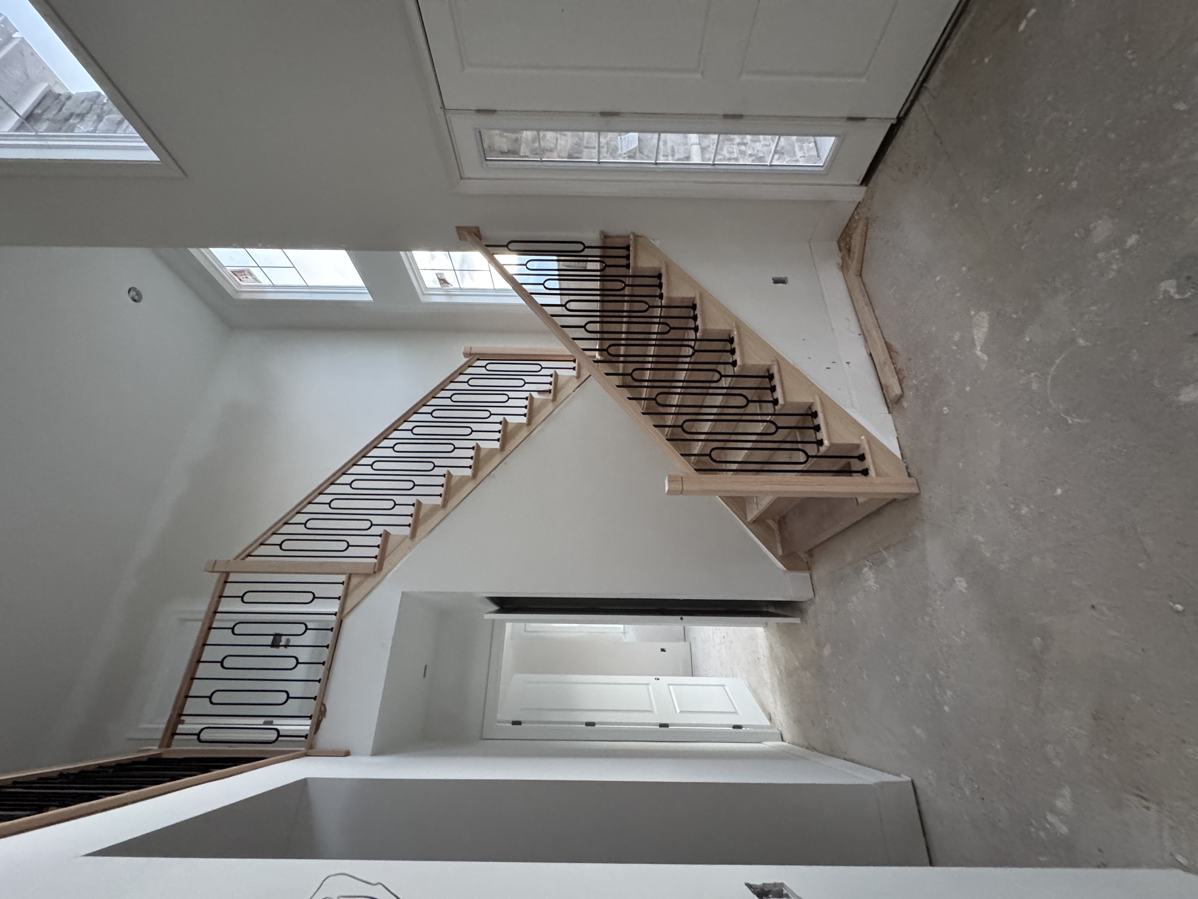 Custom wooden staircase with professional finish